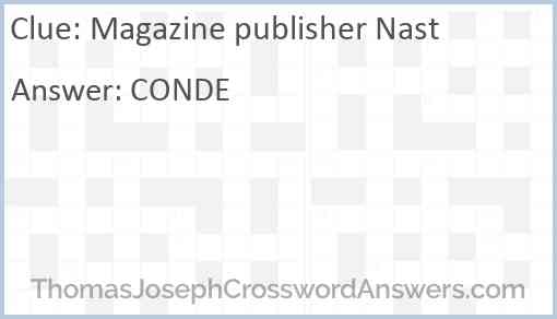 Magazine publisher Nast Answer