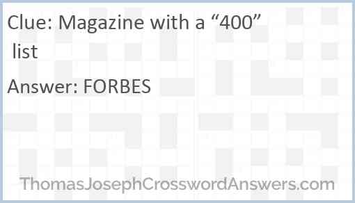 Magazine with a “400” list Answer