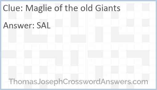 Maglie of the old Giants Answer