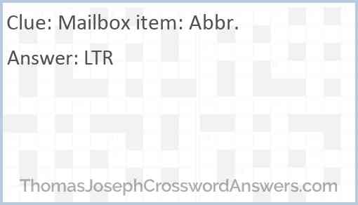 Mailbox item: Abbr. Answer