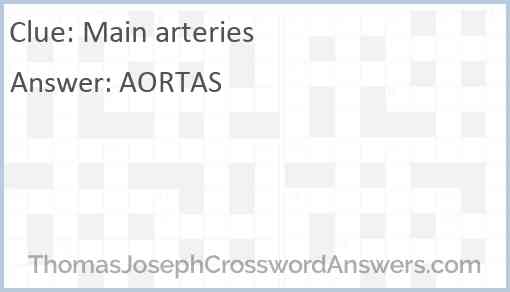 Main arteries Answer