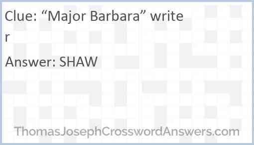 “Major Barbara” writer Answer