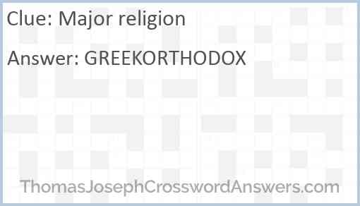 Major religion Answer