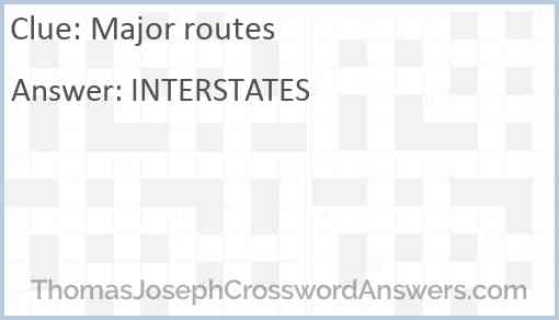 Major routes Answer