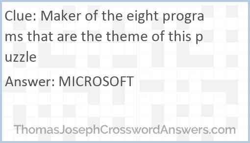 Maker of the eight programs that are the theme of this puzzle Answer