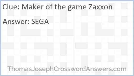 Maker of the game Zaxxon Answer