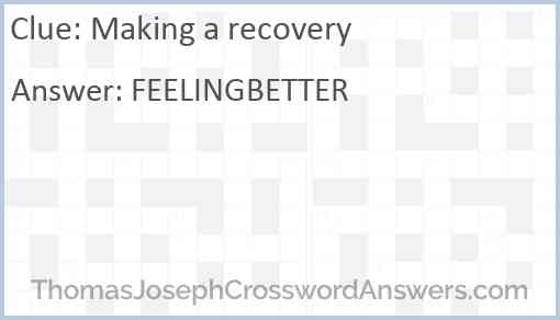 Making a recovery Answer