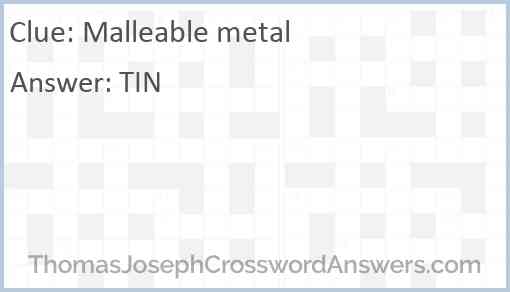 Malleable metal Answer