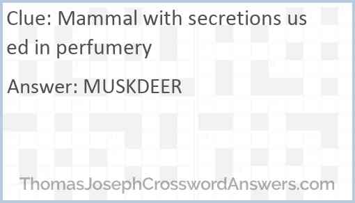 Mammal with secretions used in perfumery Answer