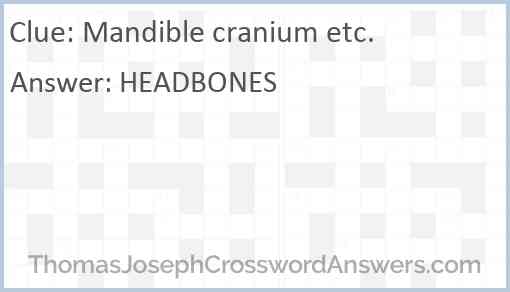 Mandible cranium etc. Answer