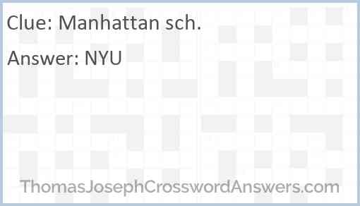Manhattan sch. Answer