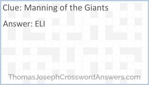 Manning of the Giants Answer