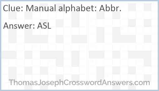 Manual alphabet: Abbr. Answer