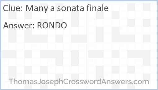 Many a sonata finale Answer