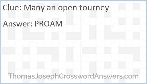 Many an open tourney Answer