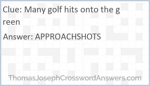 Many golf hits onto the green Answer