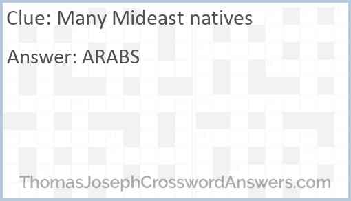 Many Mideast natives Answer