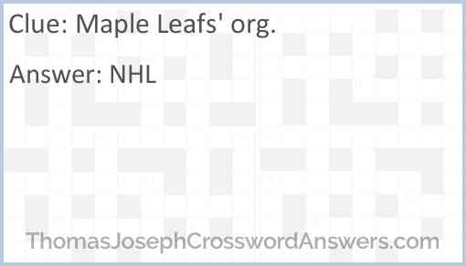 Maple Leafs' org. Answer
