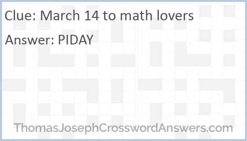 March 14 to math lovers Answer