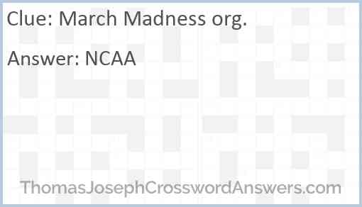 March Madness org. Answer