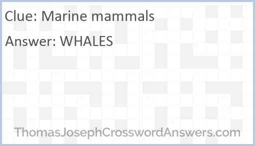 Marine mammals Answer