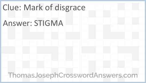 Mark of disgrace Answer