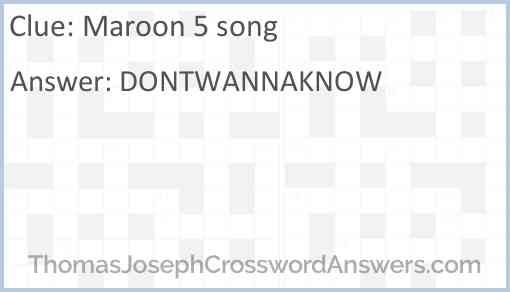 Maroon 5 song Answer