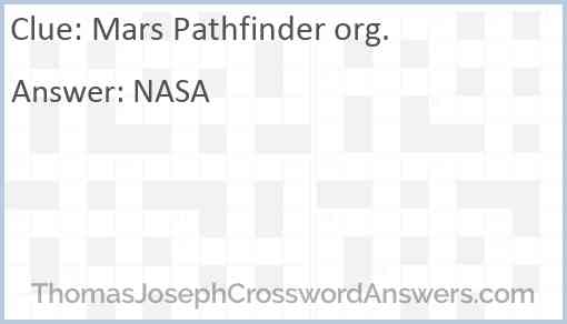 Mars Pathfinder org. Answer