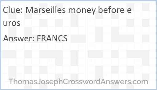 Marseilles money before euros Answer
