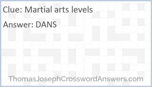 Martial arts levels Answer