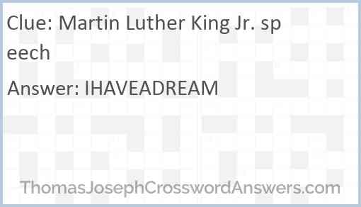 Martin Luther King Jr. speech Answer