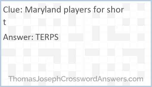 Maryland players for short Answer