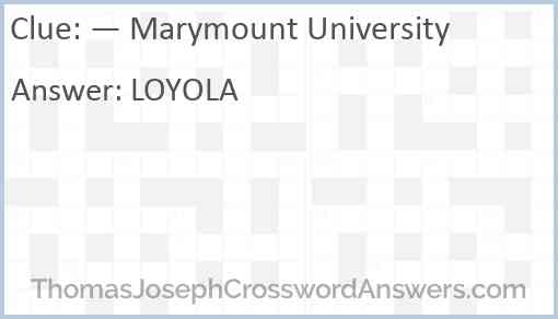 — Marymount University Answer