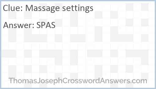 Massage settings Answer