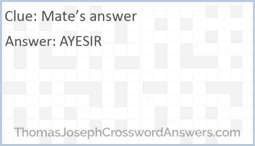 Mate’s answer Answer