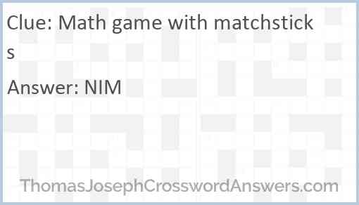 Math game with matchsticks Answer