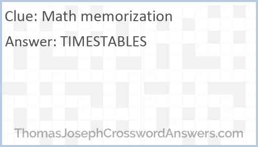 Math memorization Answer