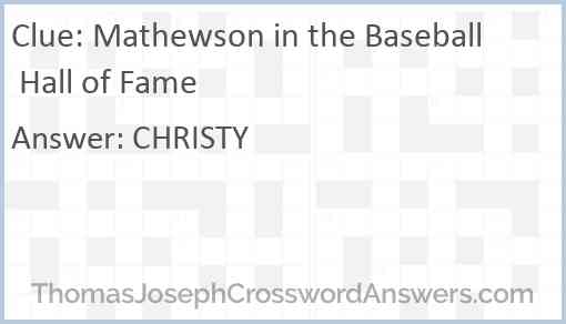 Mathewson in the Baseball Hall of Fame Answer