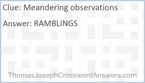 Meandering observations Answer
