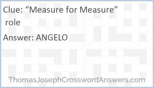 “Measure for Measure” role Answer