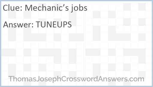 Mechanic’s jobs Answer