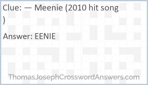 — Meenie (2010 hit song) Answer