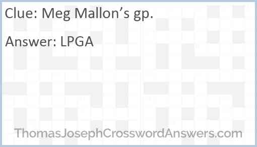 Meg Mallon’s gp. Answer
