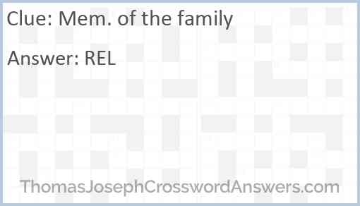 Mem. of the family Answer