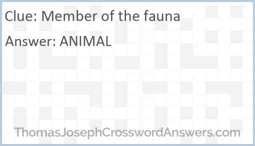 Member of the fauna Answer