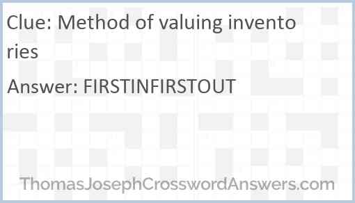 Method of valuing inventories Answer