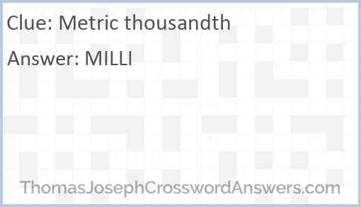 Metric thousandth Answer