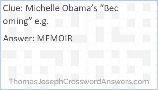 Michelle Obama’s “Becoming” e.g. Answer
