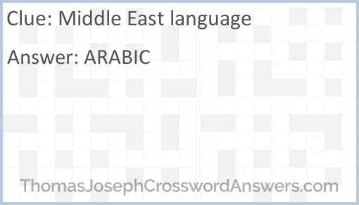 Middle East language Answer