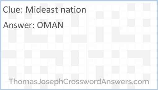 Mideast nation Answer